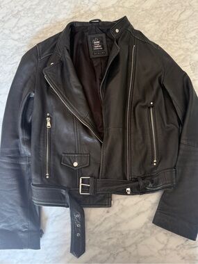 Zara Black Leather Moto Jacket